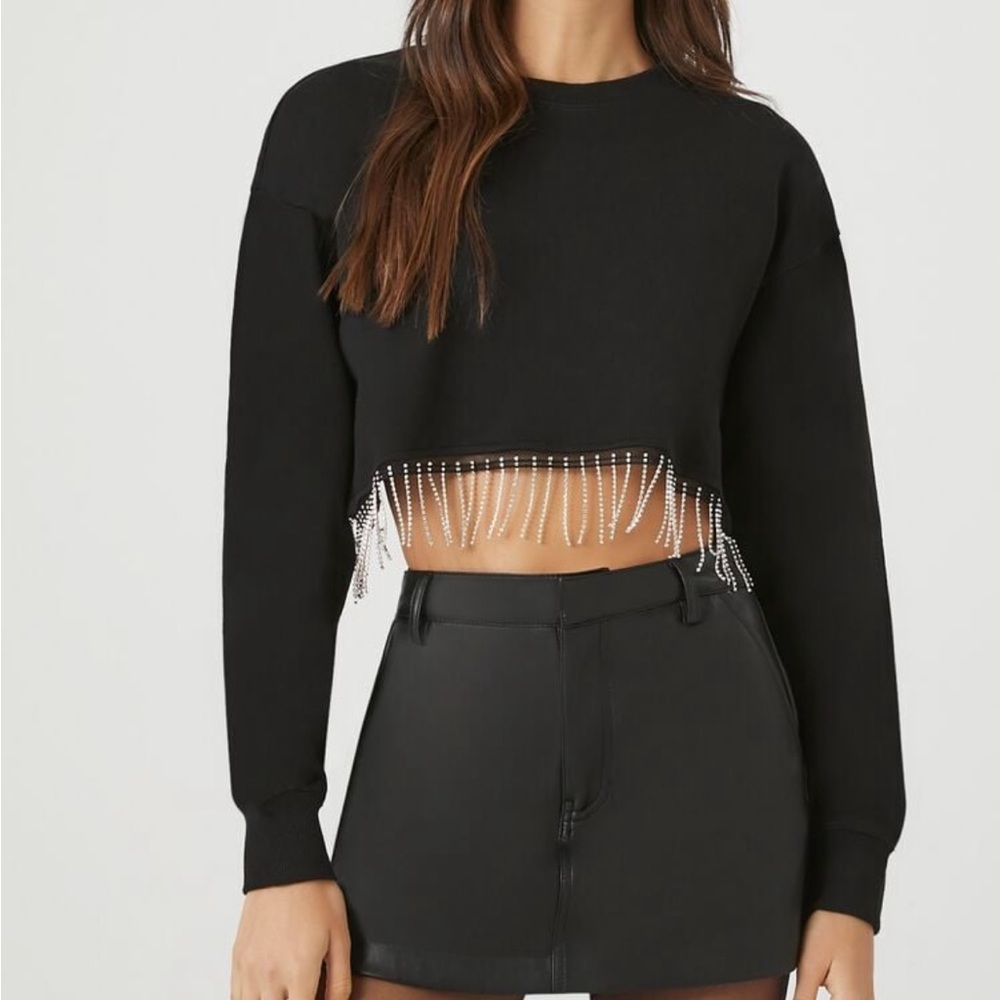 Forever 21 rhinestone crop pullover